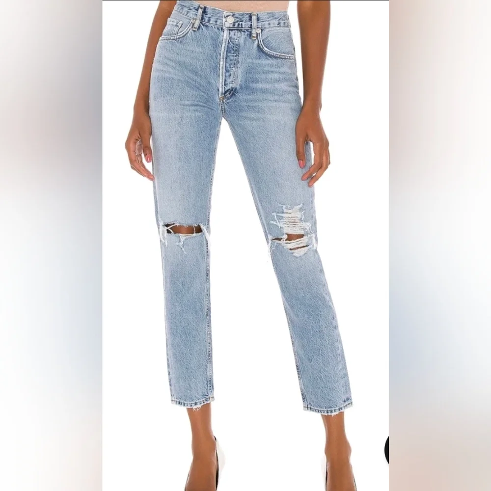 AGOLDE 100% Organic Cotton Jamie High Rise Jeans Distressed Button Fly Sz 29 - Picture 2 of 16